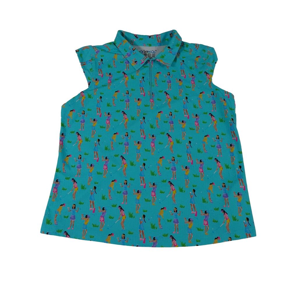 IBKUL Performance Sleeveless 1/4 Zip Golf Girls Print UPF 50+ Women's XXL